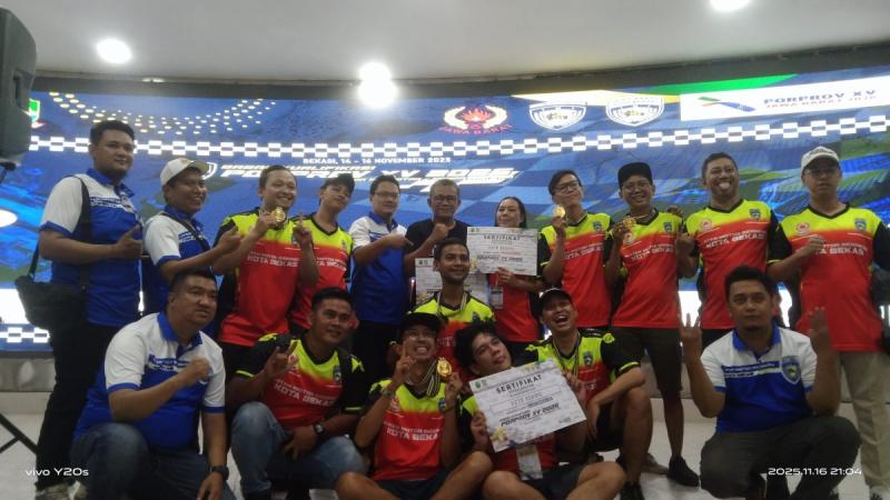 Tim cabor bermotor dari Kota Bekasi berhasil raih juara umum dalam BK Porprov Jabar 2025